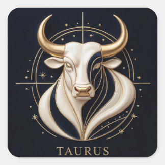 ♉ Elegante Stier Zodiac Gouden Stier Astrologie ✨ Vierkante Sticker