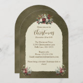 Elegante  stijl Bloemen Kerstboog Kaart (Voorkant / Achterkant)