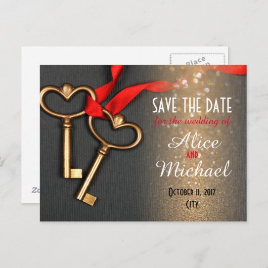 Elegante stijl bruiloft Bewaar de datum Aankondigingskaart (Voorkant / Achterkant)