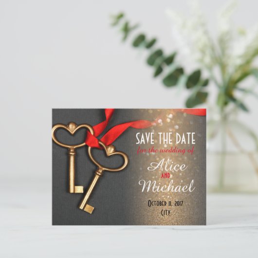 Elegante stijl bruiloft Bewaar de datum Aankondigingskaart (Staand voorkant)