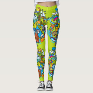 Elegante stijl cartoon tekening Reizen Neon Leggings