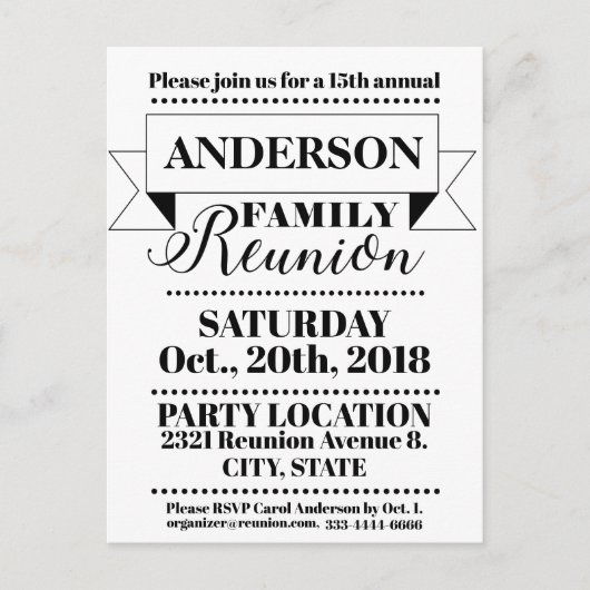 Elegante  stijl familie reünie ontwerp briefkaart (Voorkant)