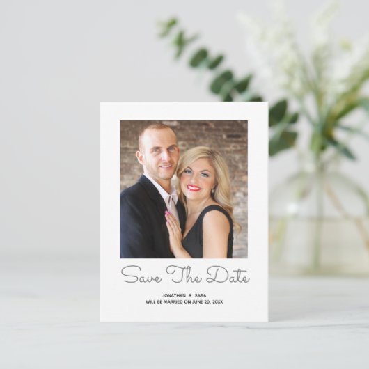 Elegante stijl | Foto's opslaan datum Aankondigingskaart (Staand voorkant)