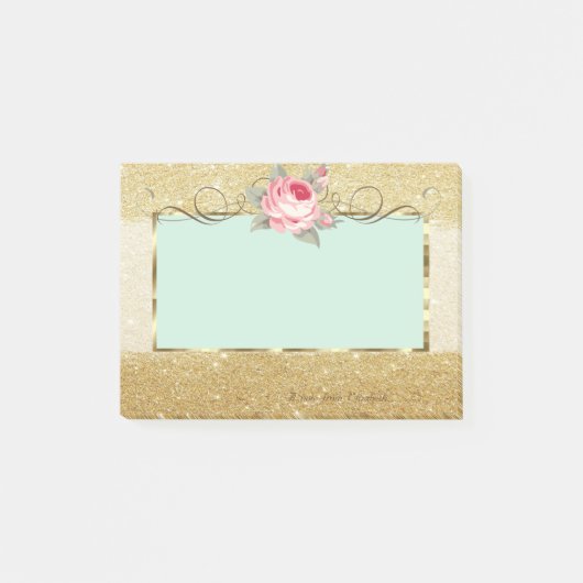 Elegante stijl, lijst, roos, glitters post-it® notes (Voorkant)
