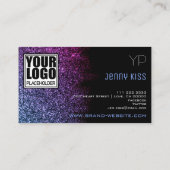 Elegante stijl met Logo zwarte Paarse glittersterr Visitekaartje (Achterkant)