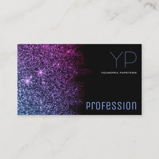 Elegante stijl met Logo zwarte Paarse glittersterr Visitekaartje (Voorkant)