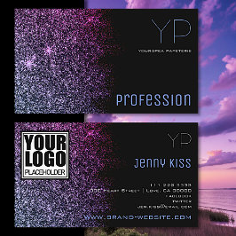 Elegante stijl met Logo zwarte Paarse glittersterr Visitekaartje