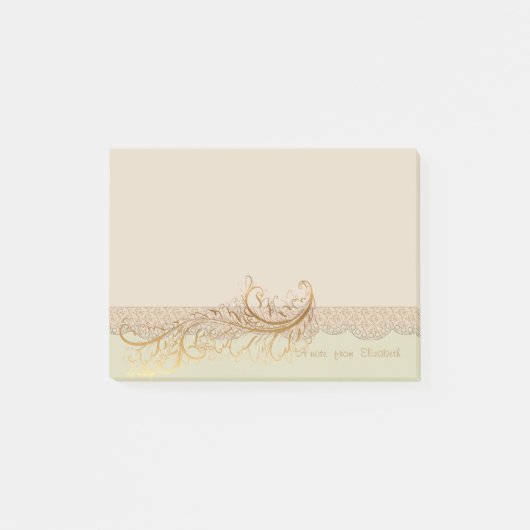 Elegante stijl, nep gouden veer - gepersonaliseerd post-it® notes (Voorkant)