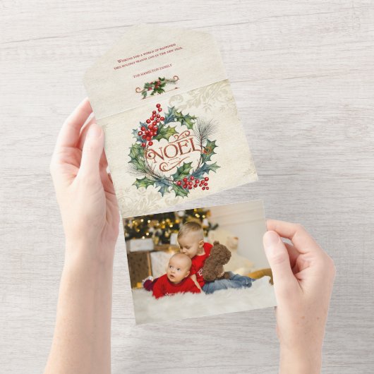 Elegante   stijl Noel Floral All In One Uitnodiging (Afscheurbaar)