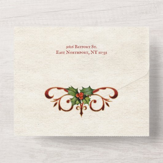 Elegante   stijl Noel Floral All In One Uitnodiging (Achterkant)