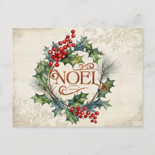 Elegante   stijl Noel Floral Feestdagenkaart