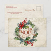Elegante   stijl Noel Floral Feestdagenkaart (Voorkant / Achterkant)
