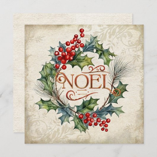 Elegante   stijl Noel Floral Feestdagenkaart (Voorkant / Achterkant)
