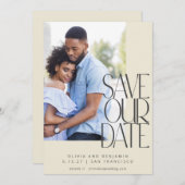 Elegante Stijl Stad Moderne Esthetische Fotohuweli Save The Date (Voorkant / Achterkant)