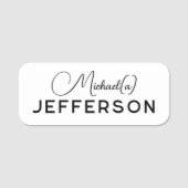 Elegante stijl wit zwart minimalistisch: professio naamplaatje (Voorkant)