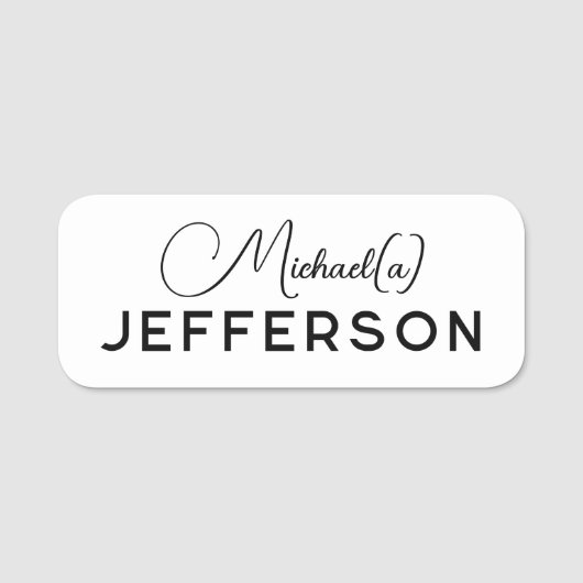 Elegante stijl wit zwart minimalistisch: professio naamplaatje (Voorkant)