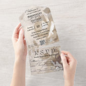 Elegante  Stijl Witte Rose QR Code All In One Uitnodiging (Afscheurbaar)