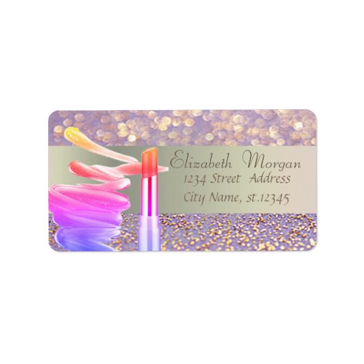 Elegante stijlvol romantisch, Glitter Bokeh, Lippe Etiket (Voorkant)