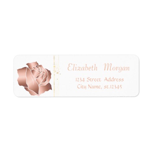 Elegante stijlvol, wit, roze goud roos etiket (Voorkant)