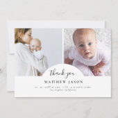 Elegante stijlvolle 2 foto collage dank u Baby Bedankkaart (Voorkant)