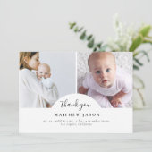 Elegante stijlvolle 2 foto collage dank u Baby Bedankkaart (Staand voorkant)