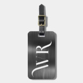 Elegante stijlvolle 2 monogram Initiaal black meta Bagagelabel (Voorkant verticaal)
