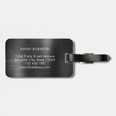 Elegante stijlvolle 2 monogram Initiaal black meta Bagagelabel (Achterkant horizontaal)