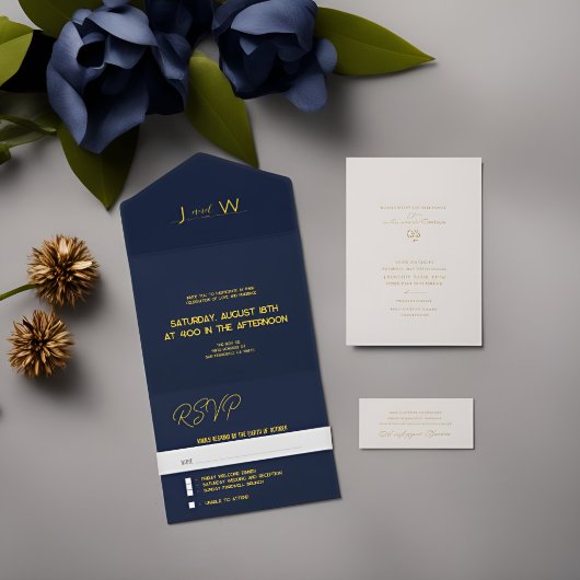 Elegante stijlvolle alles-in-één bruiloft uitnodig all in one uitnodiging