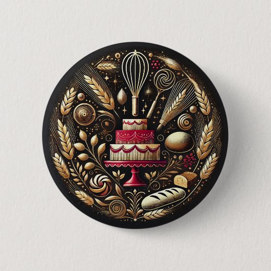 Elegante stijlvolle bakker ronde button 5,7 cm (Voorkant)