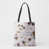 Elegante stijlvolle beige rozen bloemendessin brui tote bag (Voorkant)