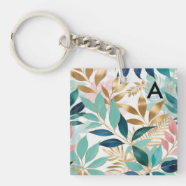 Elegante stijlvolle bladeren blad patroon met mono sleutelhanger