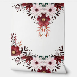 Elegante stijlvolle bloem rood roze wit behang