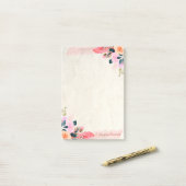 Elegante stijlvolle bloemenveer post-it® notes (Op bureau)