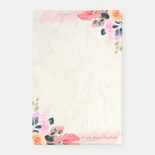 Elegante stijlvolle bloemenveer post-it® notes (Voorkant)