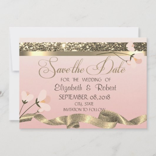 Elegante Stijlvolle Bloemige Bewaar De Datum Save The Date (Voorkant)