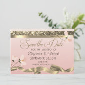 Elegante Stijlvolle Bloemige Bewaar De Datum Save The Date (Staand voorkant)