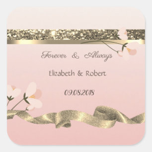 Elegante Stijlvolle Bloemige Bruiloft Vierkante Sticker