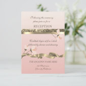 Elegante stijlvolle bloemige bruiloftsreceptie kaart (Staand voorkant)