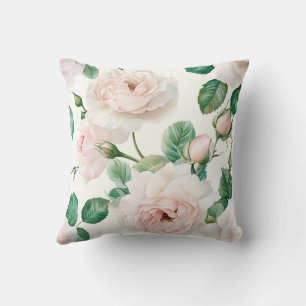 Elegante Stijlvolle Blozende Roze Rozen Waterverf Kussen