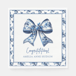 Elegante stijlvolle Blue Floral Bow Afstuderen Servet