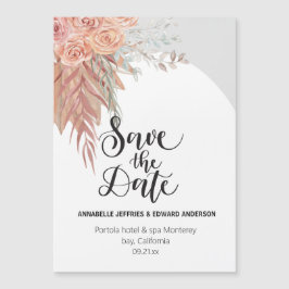 Elegante stijlvolle bohemian terracotta pampas gra magnetische uitnodiging