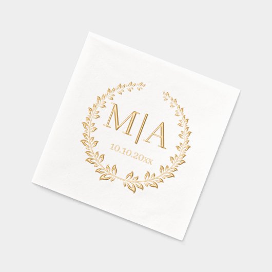 Elegante stijlvolle botanische monogram bruiloft g folie servetten (Links)