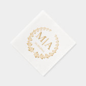 Elegante stijlvolle botanische monogram bruiloft g folie servetten (Rechts)