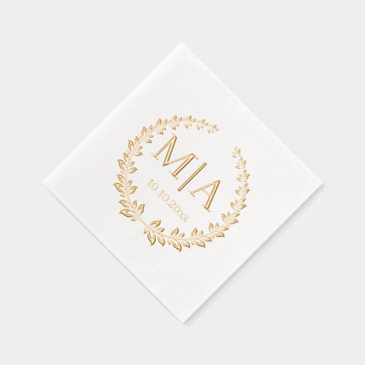 Elegante stijlvolle botanische monogram bruiloft g folie servetten (Rechts)