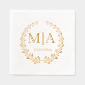 Elegante stijlvolle botanische monogram bruiloft g folie servetten (Voorkant)