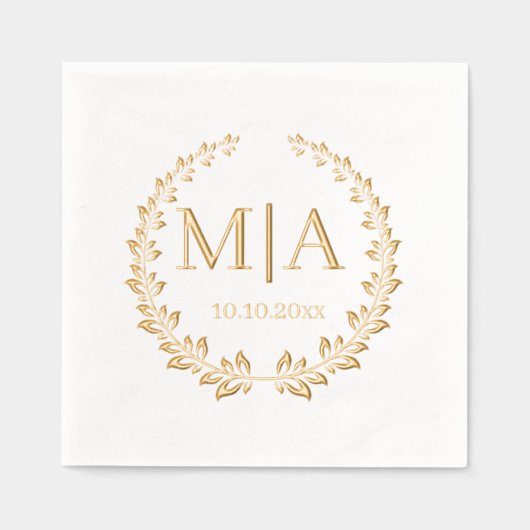 Elegante stijlvolle botanische monogram bruiloft g folie servetten (Voorkant)