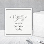 Elegante Stijlvolle Bow Stropdas Custom Bachelor P Servet<br><div class="desc">Stijlvolle vrijgezellenfeestservetten gepersonaliseerd met een naam. Voorzien van een minieme boeg stropdas en een elegante zwarte rand.</div>
