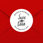 Elegante stijlvolle bruiloft Bewaar de datum Ronde Sticker