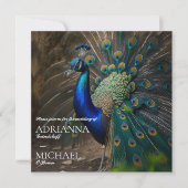 Elegante stijlvolle bruiloft pauw kaart (Voorkant)