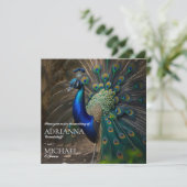 Elegante stijlvolle bruiloft pauw kaart (Staand voorkant)